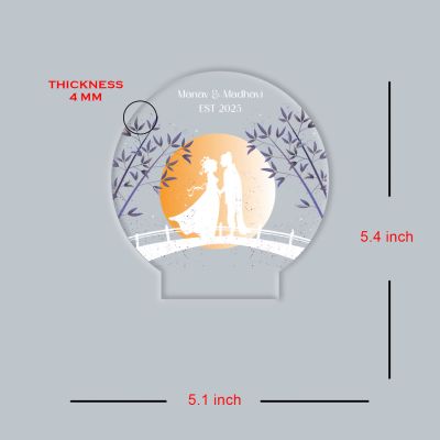 Personalized Moon Led Night Lamp Customized with Name & Year Couple Nightlight with Warm White Light Wedding Anniversary Gift for Couple, Wife, Husband Birthday Gift